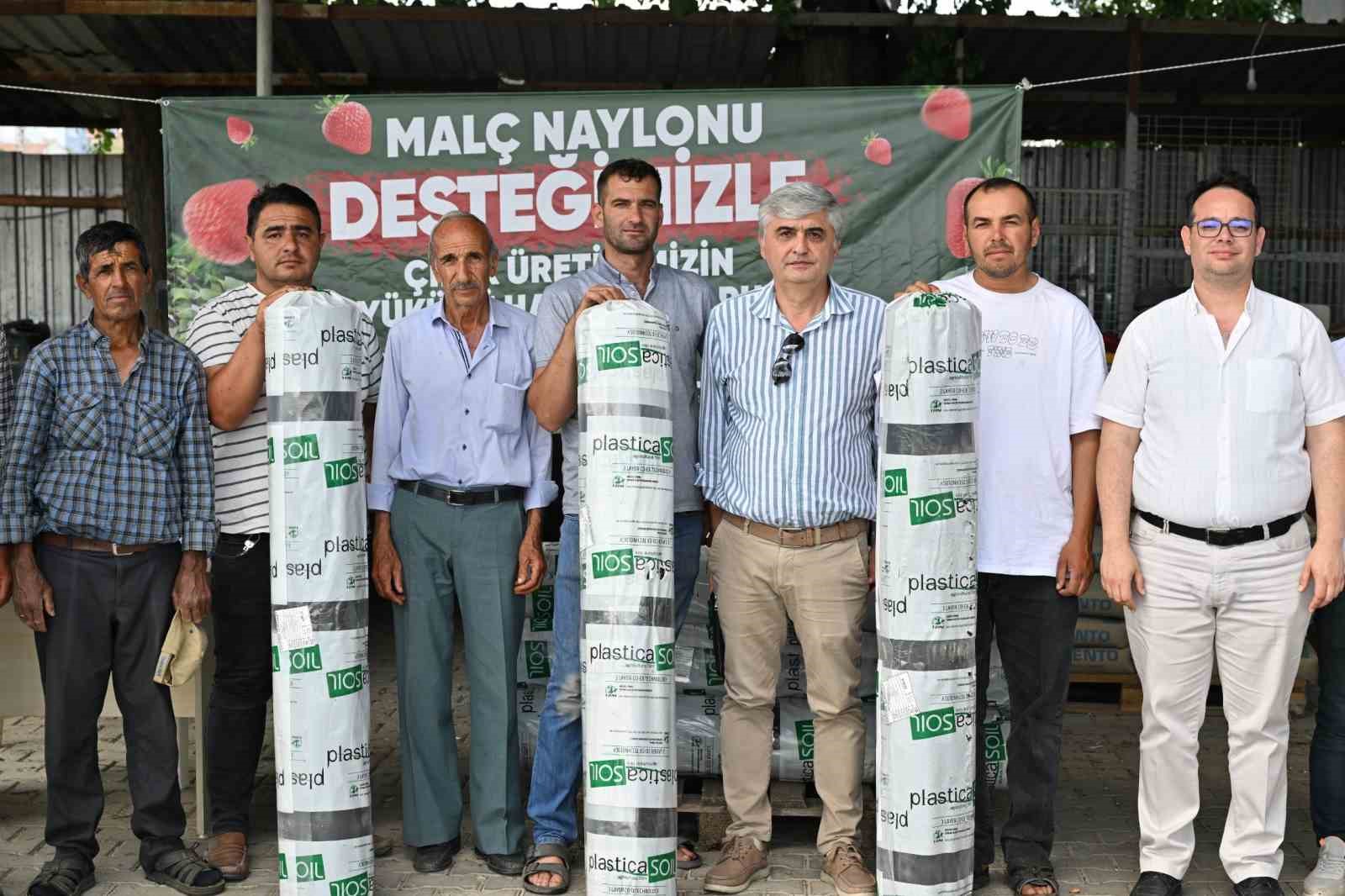 Manisa Büyükşehir’den çilek üreticilerine malç naylonu desteği
