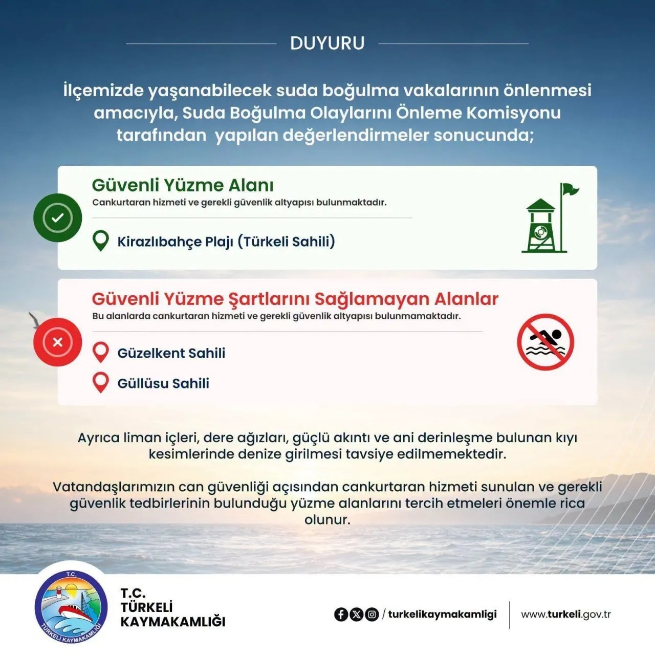Türkeli’de güvenli yüzme alanları açıklandı