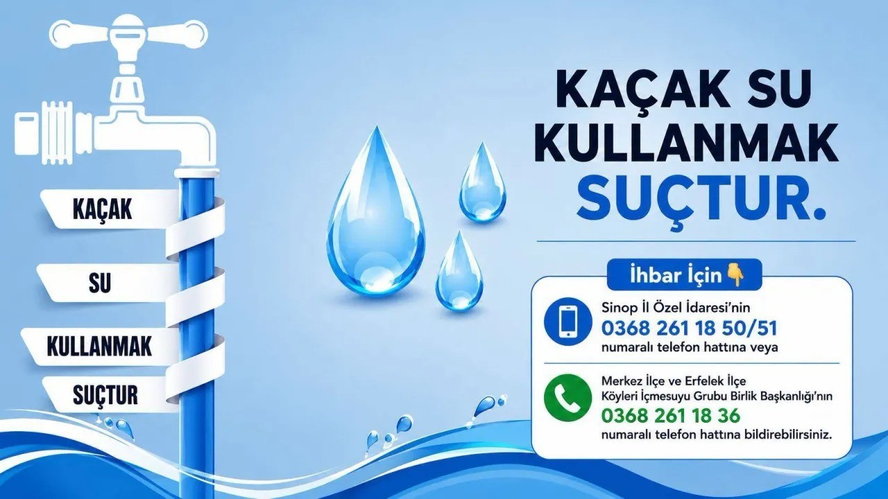 Sinop’ta kaçak su kullanan 8 haneye toplam 280 bin TL para cezası