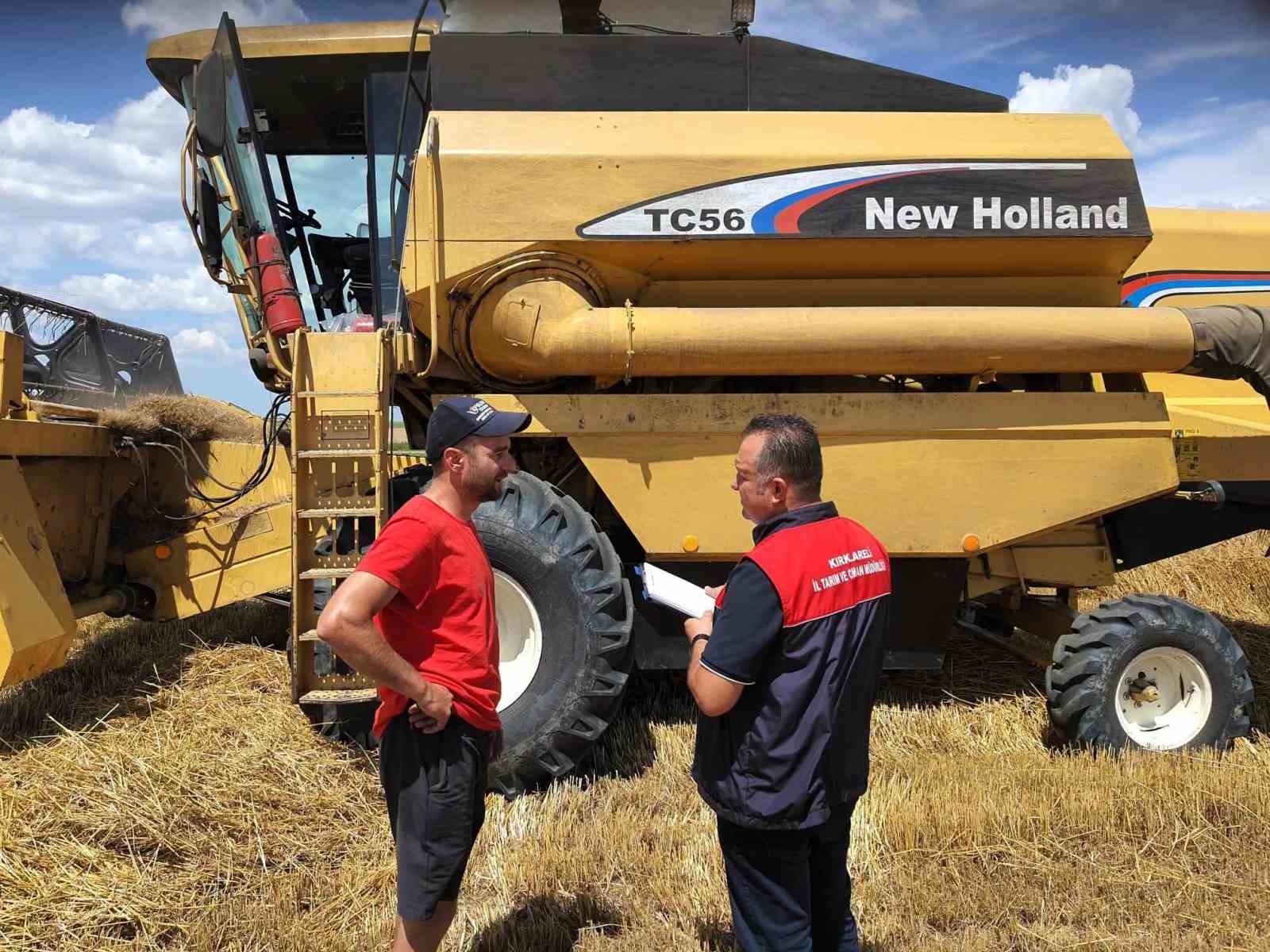 Kırklareli’nde hasat döneminde biçerdöver denetim