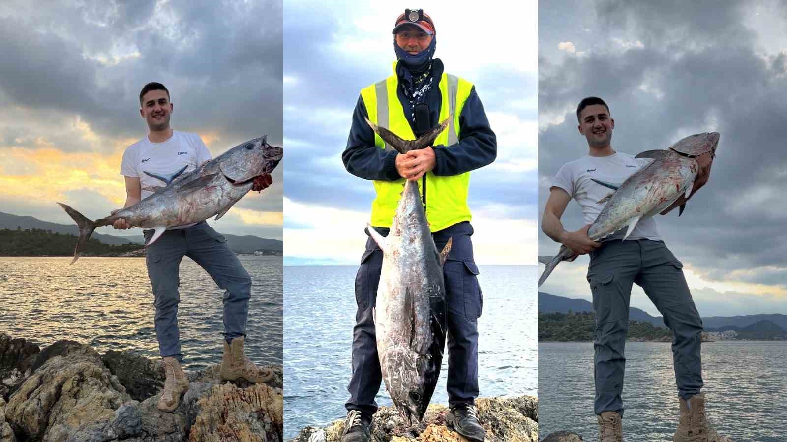 İzmir’de inanılmaz av: Kıyıdan dev orkinos yakaladılar, o anlar kamerada