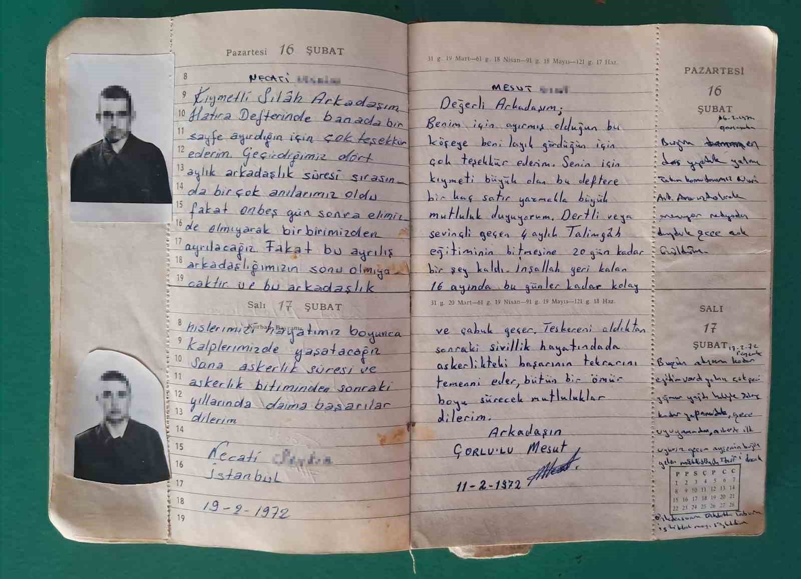 55 yıllık asker hatıra defteri, bir aşkı, ayrılığı ve dönemin izlerini gün yüzüne çıkardı