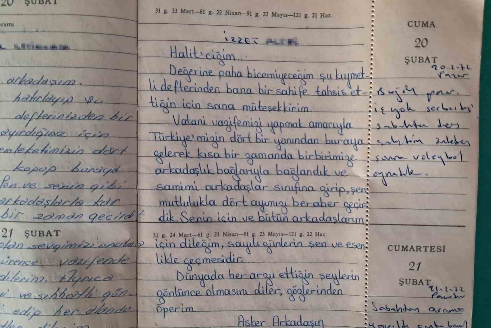 55 yıllık asker hatıra defteri, bir aşkı, ayrılığı ve dönemin izlerini gün yüzüne çıkardı