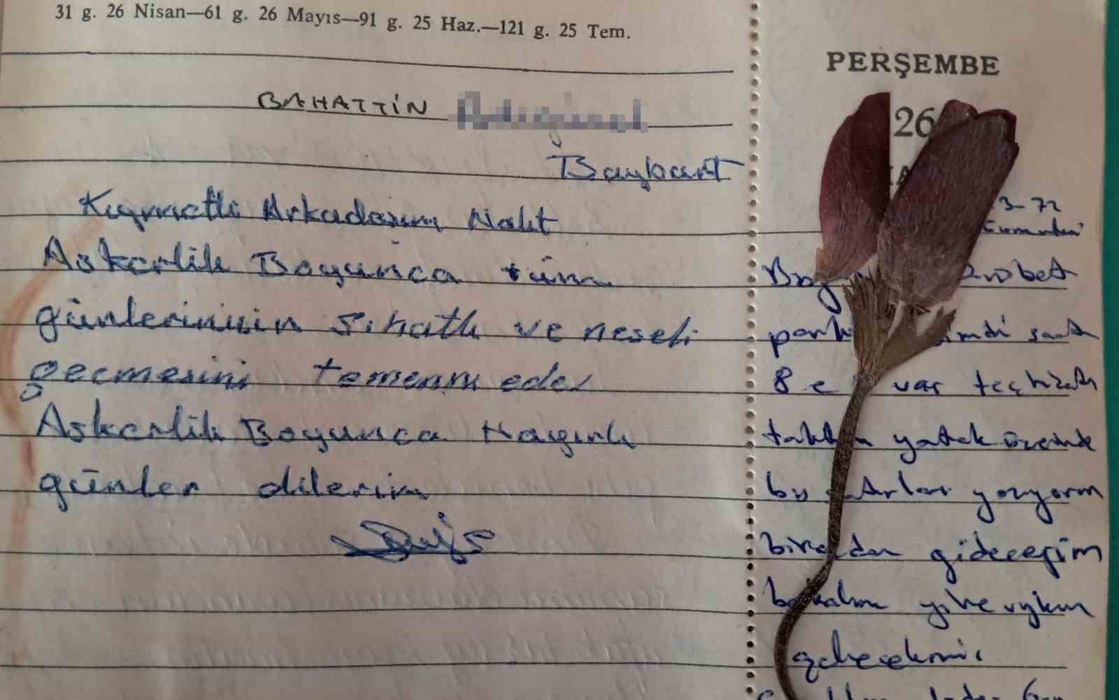 55 yıllık asker hatıra defteri, bir aşkı, ayrılığı ve dönemin izlerini gün yüzüne çıkardı