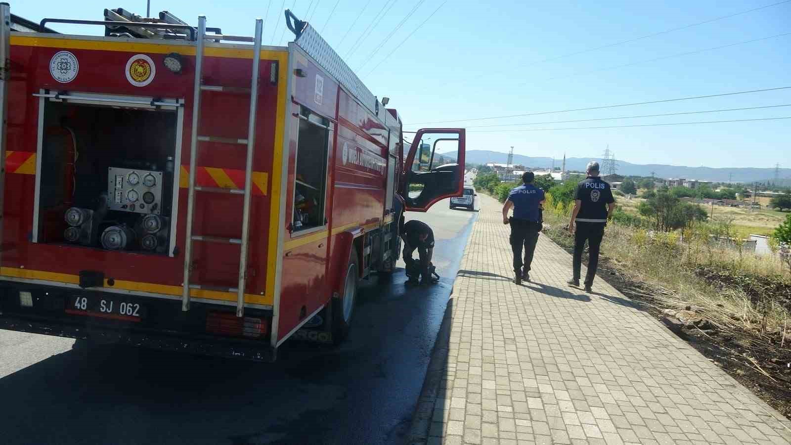 Menteşe’de  yol kenarına atılan sigara izmariti yangın çıkardı