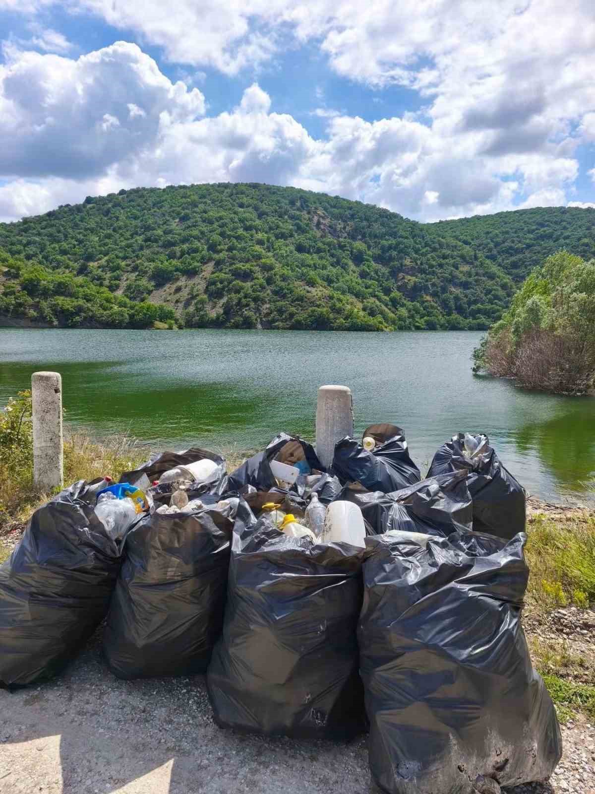 Göleti el birliğiyle temizlediler