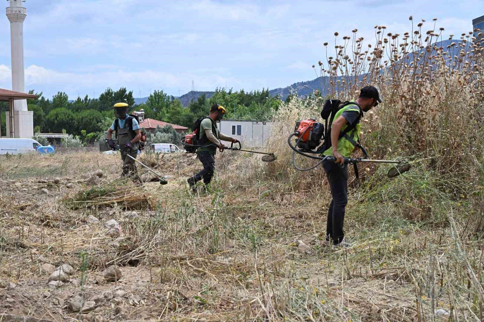 Manisa’da yangın riskine karşı yabani otlar temizleniyor
