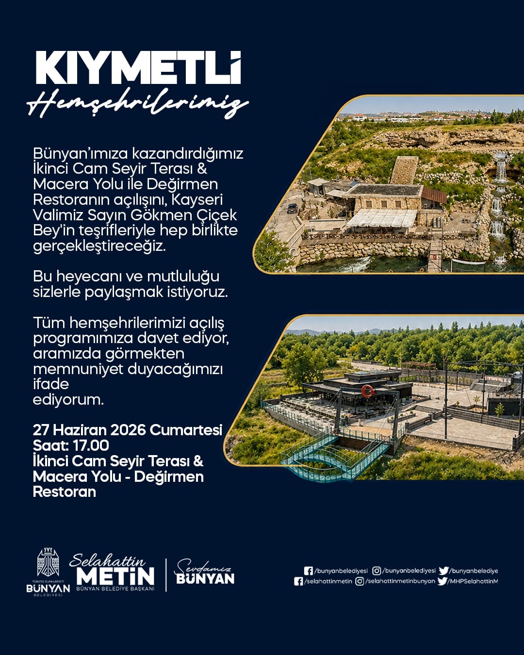Başkan Metin’den açılışa davet