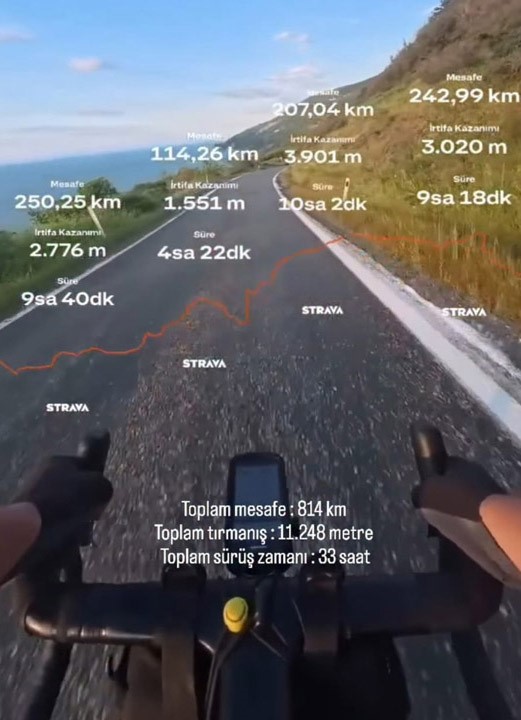 814 kilometre pedal çevirip akrabalarını ziyaret ediyor