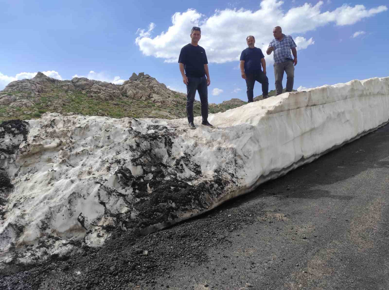 Kar kalınlığının 5 metreyi bulduğu Mereto Dağı’na bahar yeni geldi