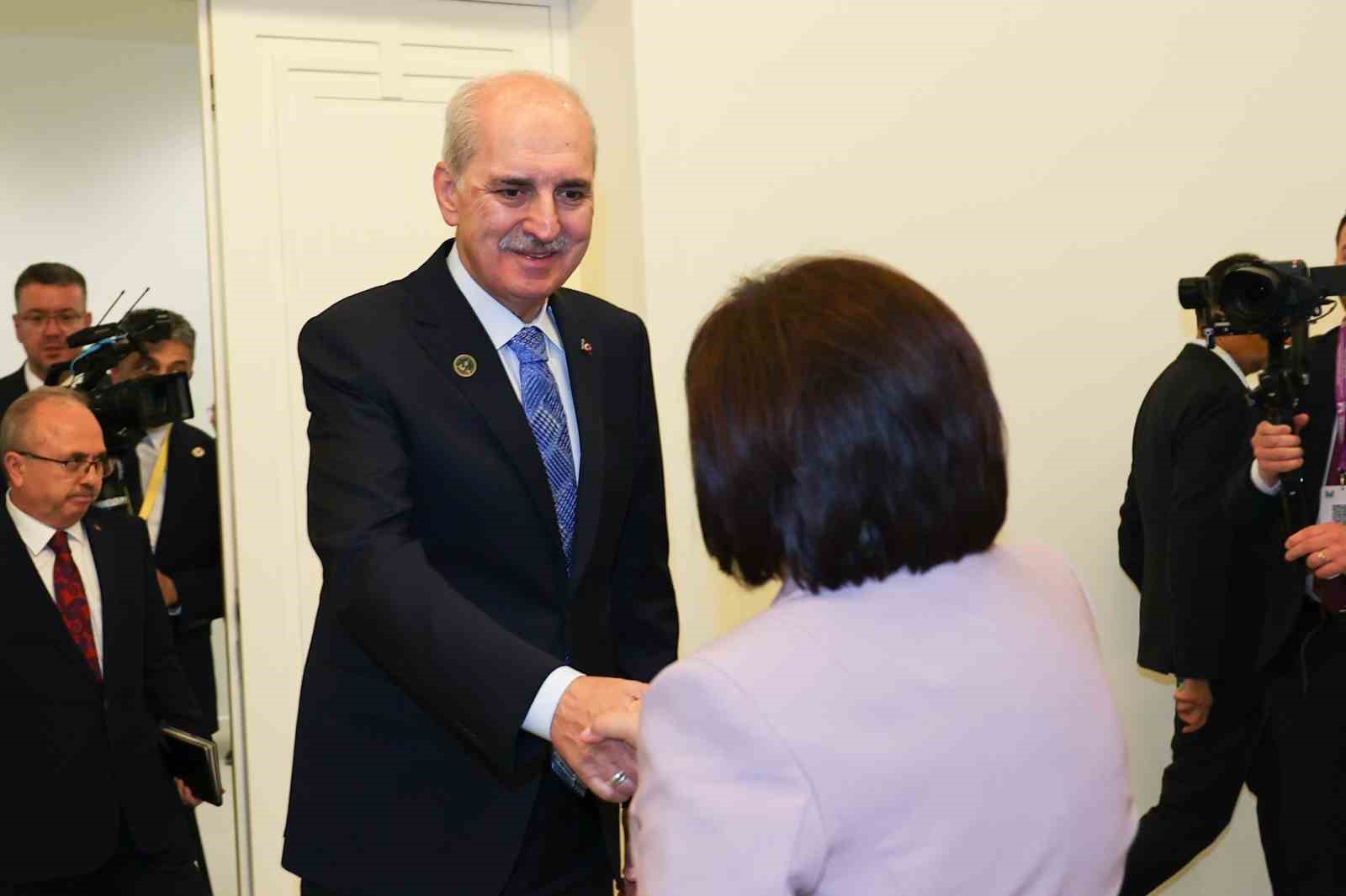 TBMM Başkanı Kurtulmuş, Azerbaycan Milli Meclisi Başkanı Gafarova ile görüştü