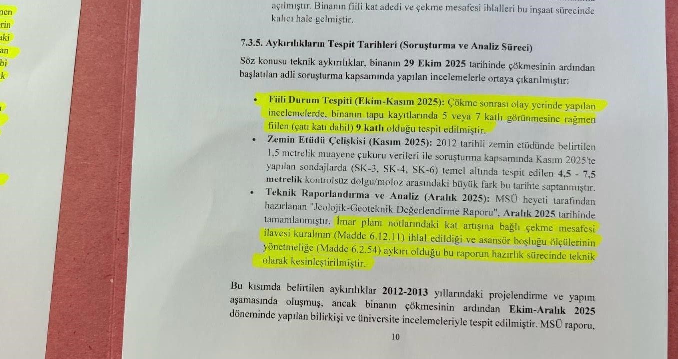 Gebze’deki çöken bina ile ilgili nihai rapor savcılığa sunuldu