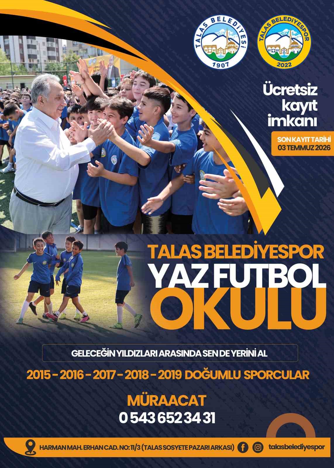 Geleceğin yıldızları Talas’ta yetişecek