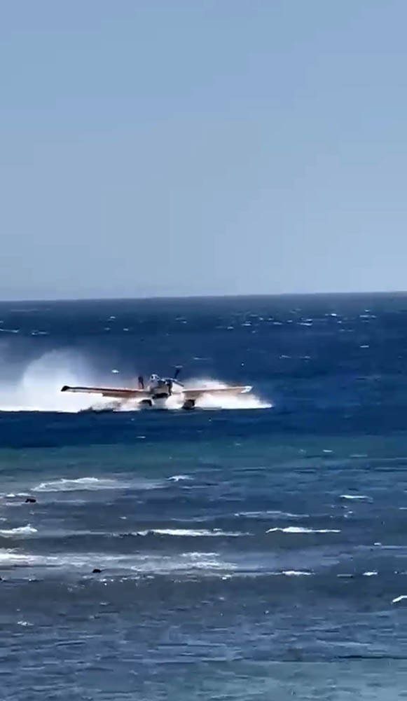 Çanakkale’de denizden su alan yangın söndürme uçağının kalkış yapamadığı anlar ortaya çıktı