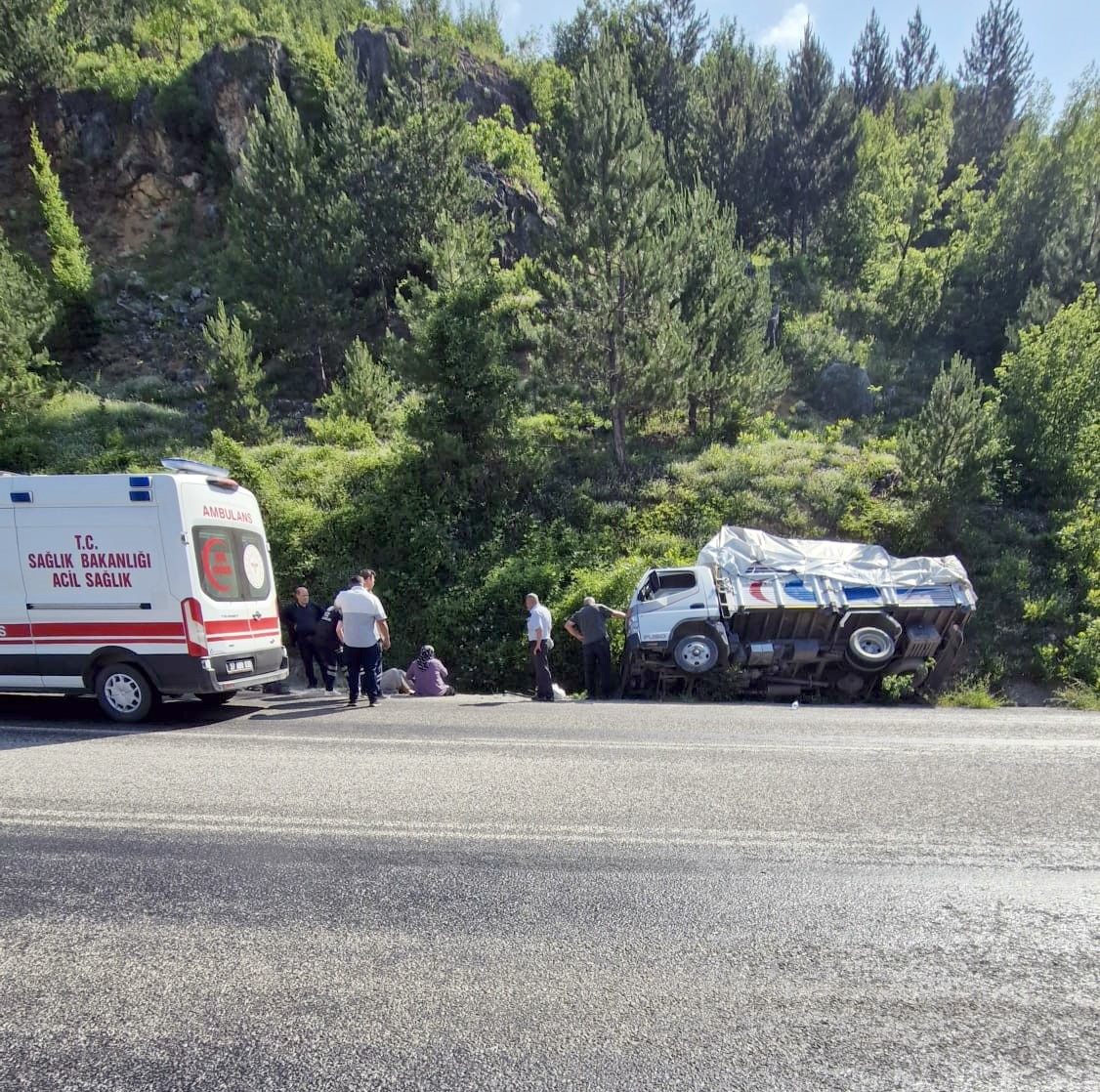 Kastamonu’da kamyon şarampole devrildi: 2 yaralı