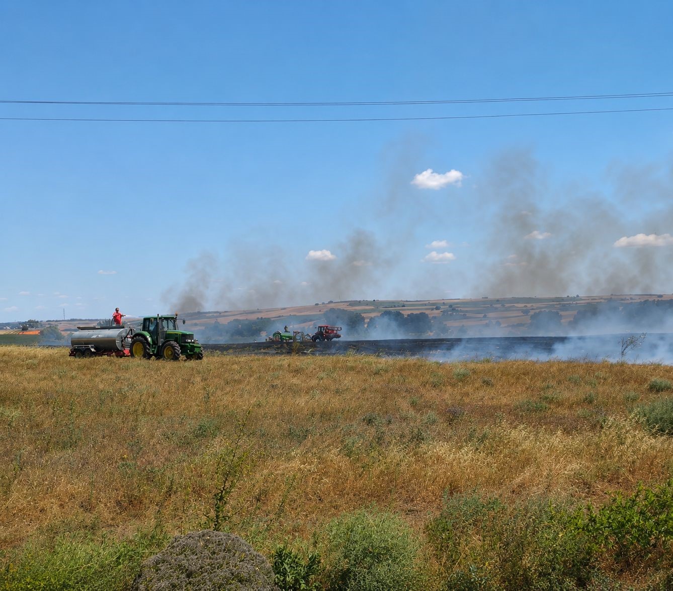 Tekirdağ’da tarım arazisinde korku dolu anlar