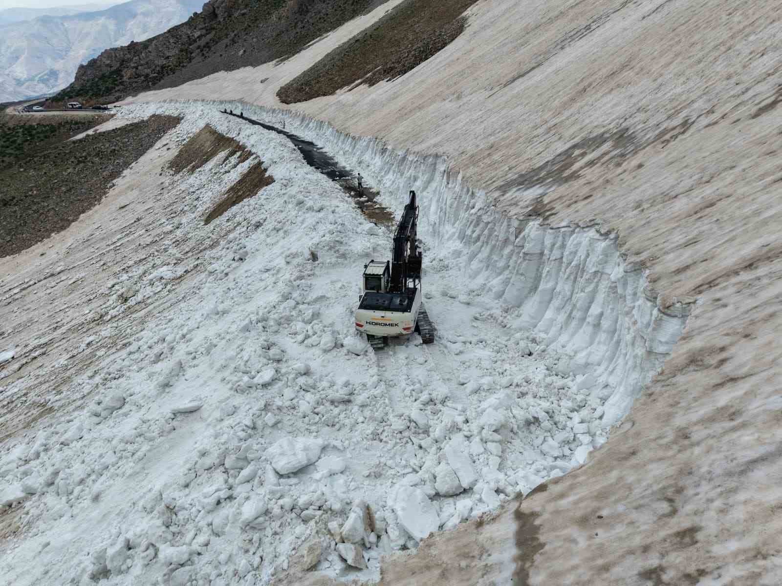 Mereto Dağında yaz ortasında kartopu keyfi