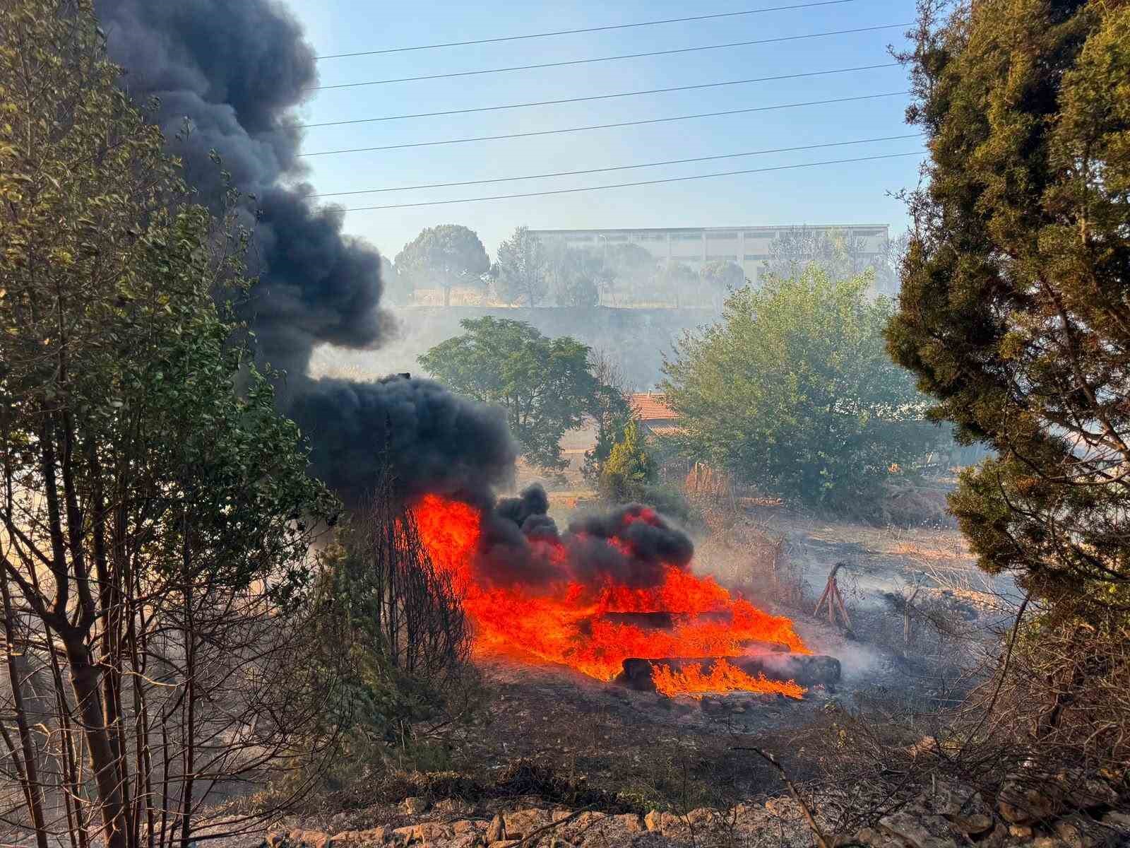 Ot yangını sanayi alanına ulaştı