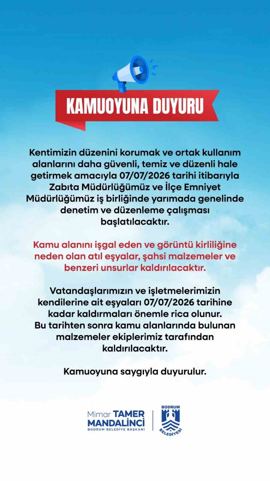 Bodrum Belediyesi ortak alanlar için harekete geçti