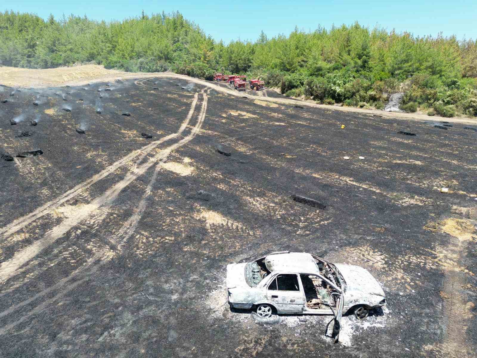 Otomobilde çıkan yangın ormana sıçradı