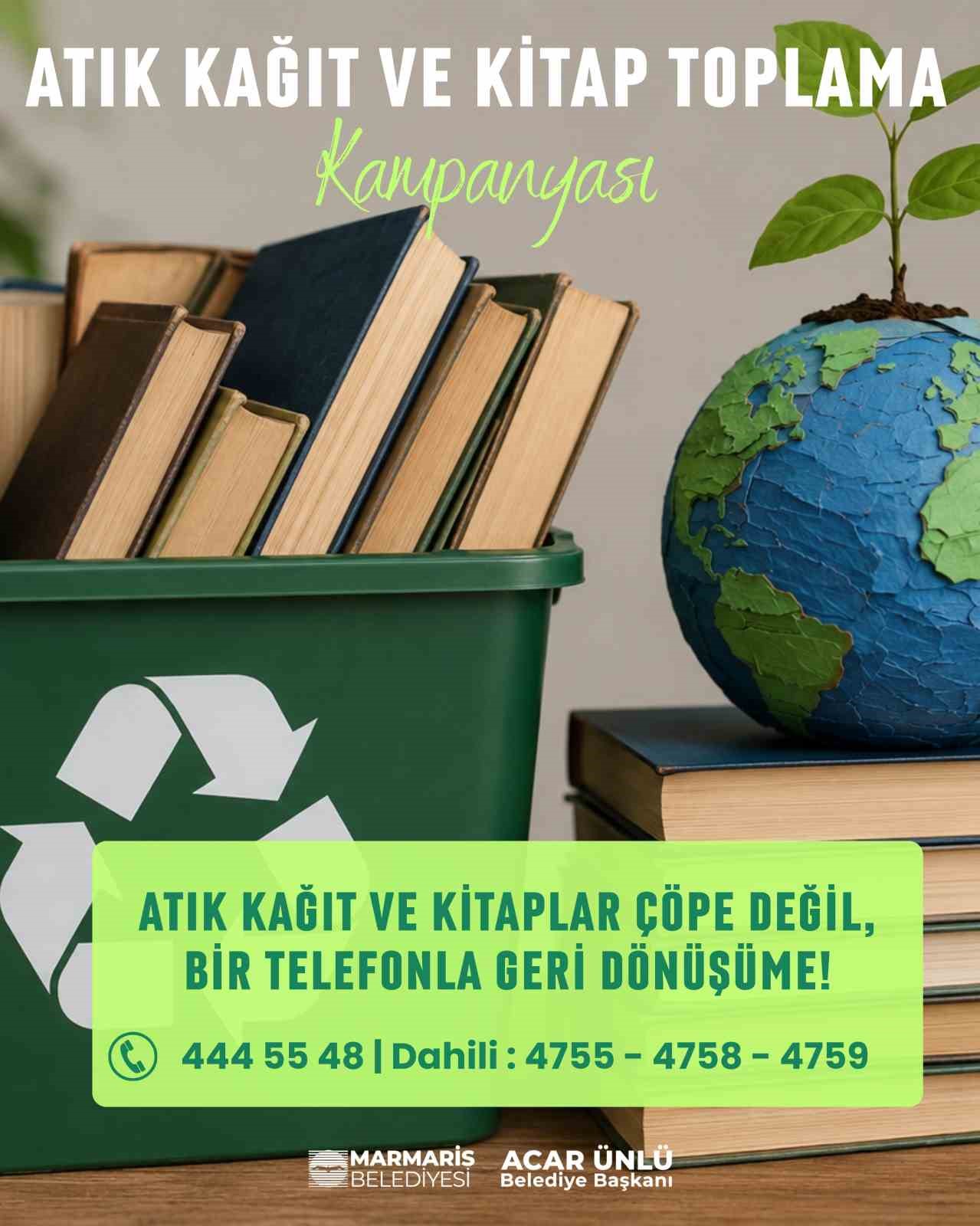 Marmaris’te atık kağıt ve kitaplar geri dönüşüme kazandırılıyor