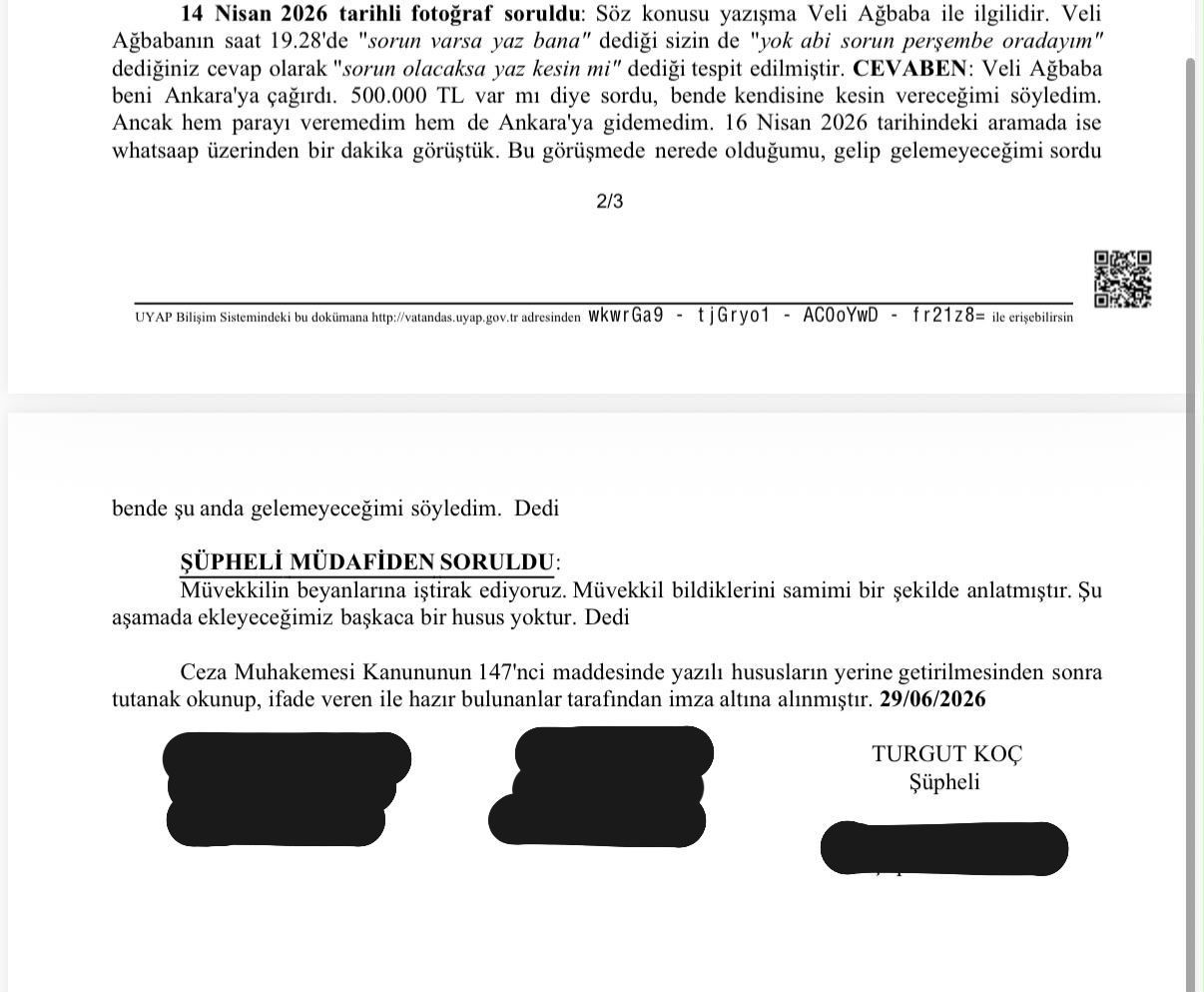 Turgut Koç: "Veli Ağbaba çağırdı, ’500 bin lira var mı?’ diye sordu"