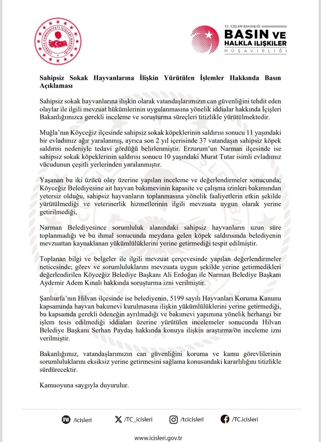 Köyceğiz Belediye Başkanı Ali Erdoğan hakkında soruşturma izni