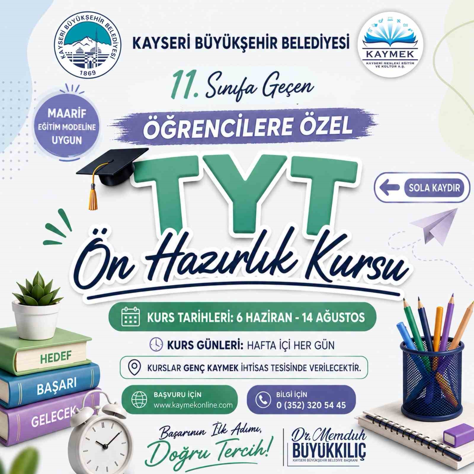 Büyükşehir’den gençlere TYT, LGS ve YDS kursları