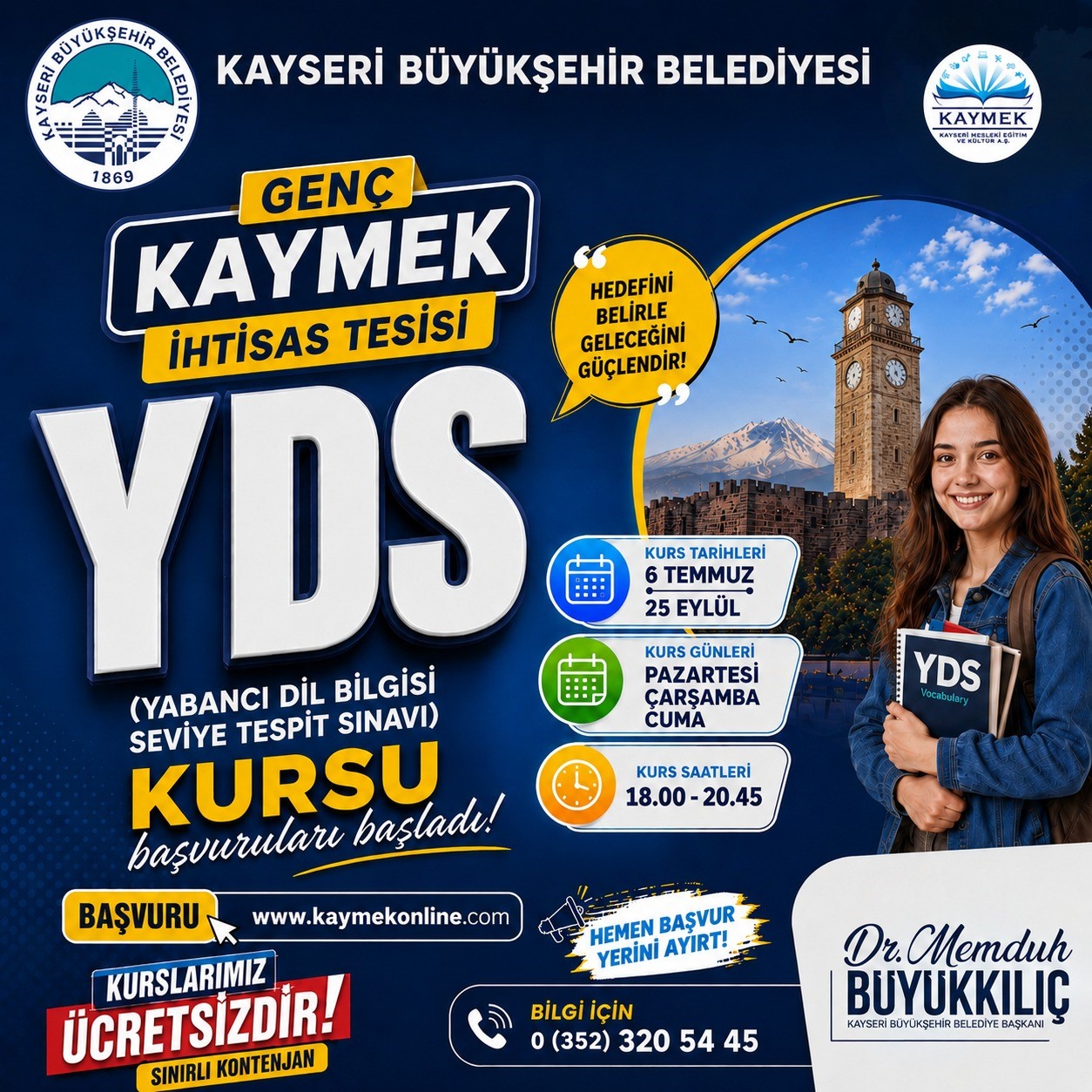 Büyükşehir’den gençlere TYT, LGS ve YDS kursları