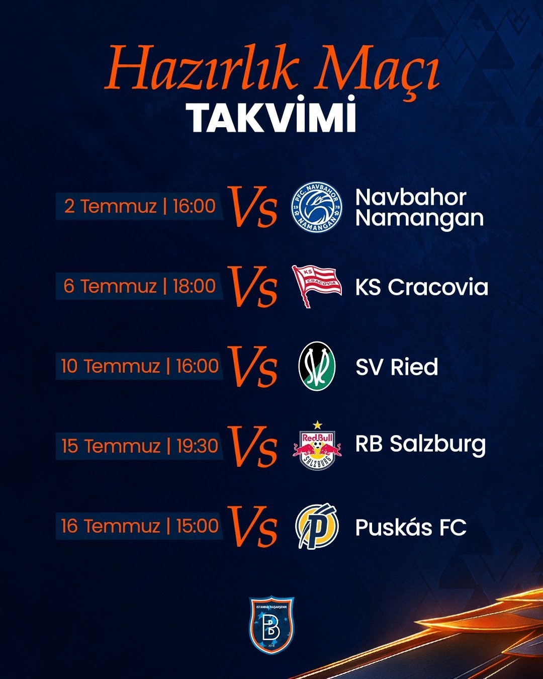RAMS Başakşehir’in hazırlık maçları programı belli oldu