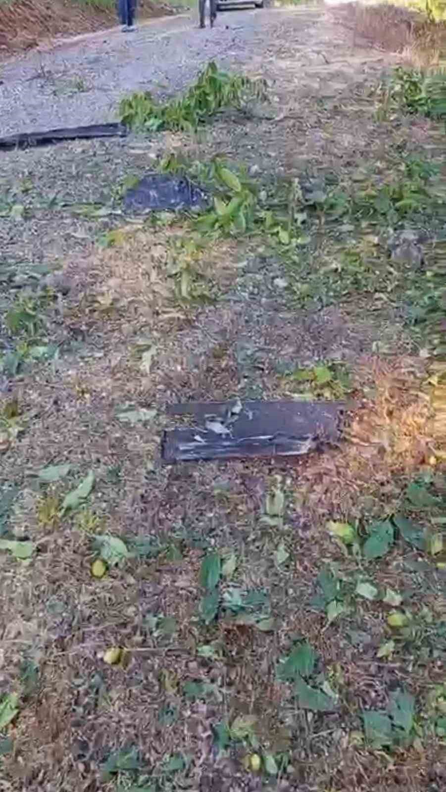 Trabzon’da ağaca çarpıp infilak eden İHA inceleniyor
