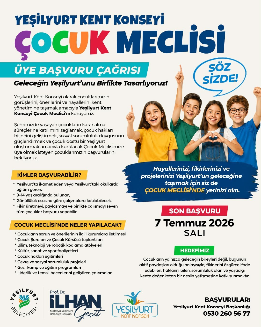 Yeşilyurt Kent Konseyi’nde çocuk meclisi kuruluyor