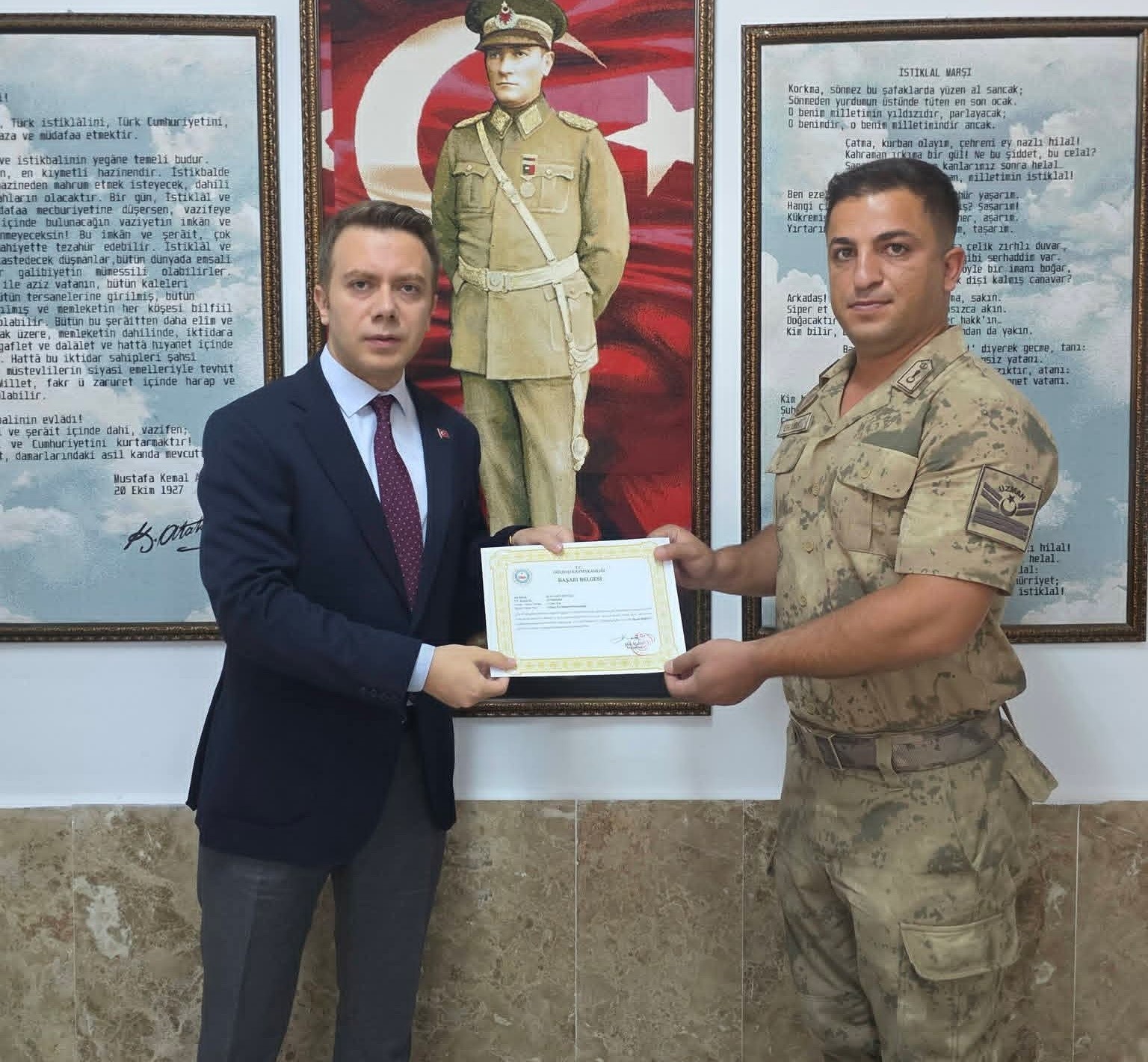 Gölbaşı’nda tayini çıkan jandarma personeline başarı belgesi
