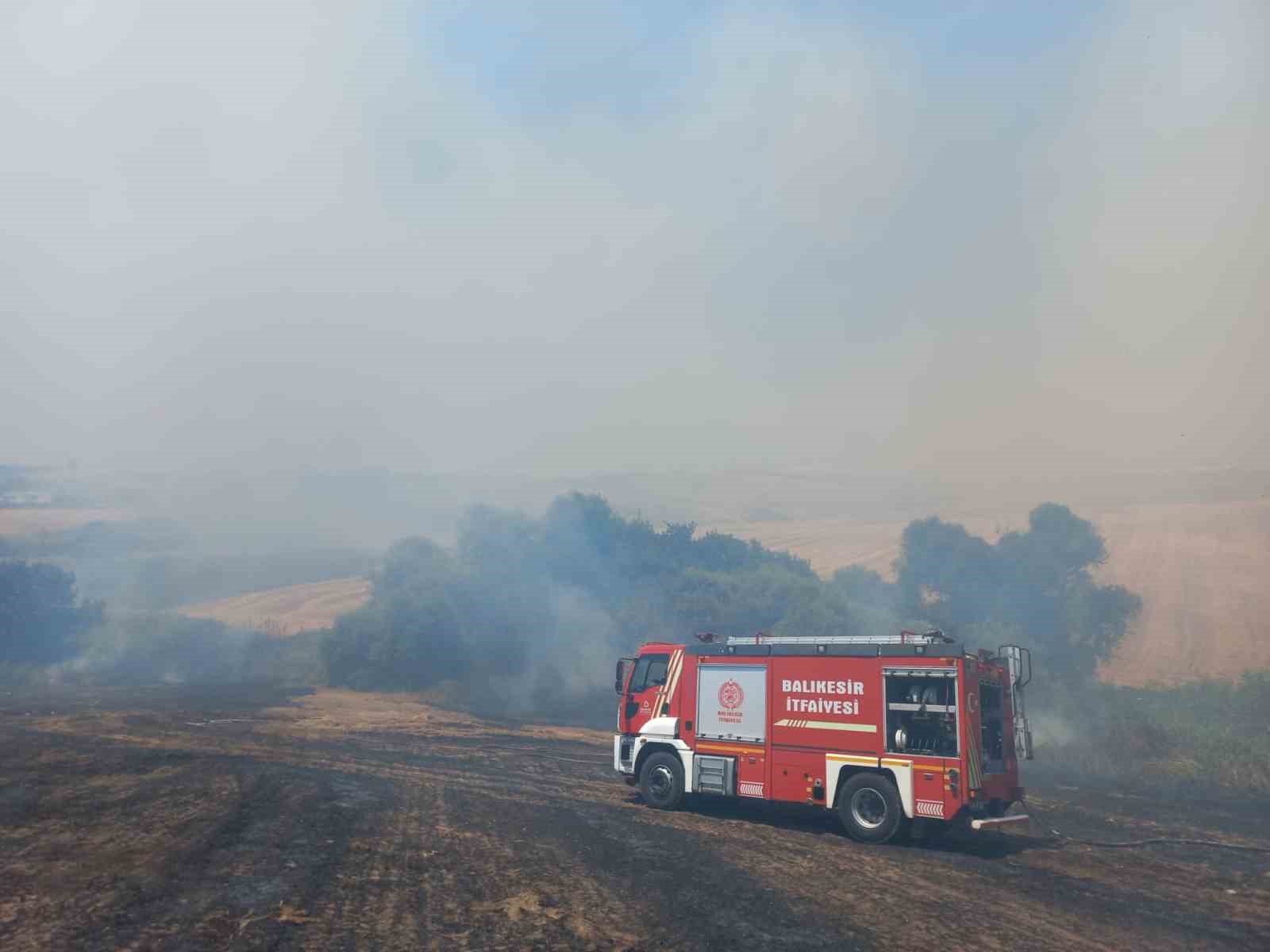 Bandırma’da 4 ayrı noktada başlayan arazi yangını söndürüldü