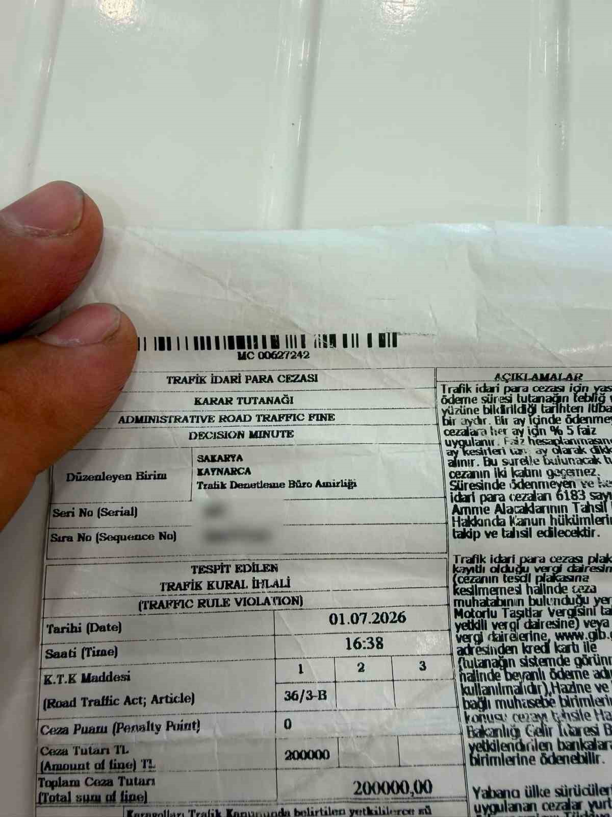 Motosikletle döner almaya giden ehliyetsiz sürücü, 200 bin liralık cezayla döndü