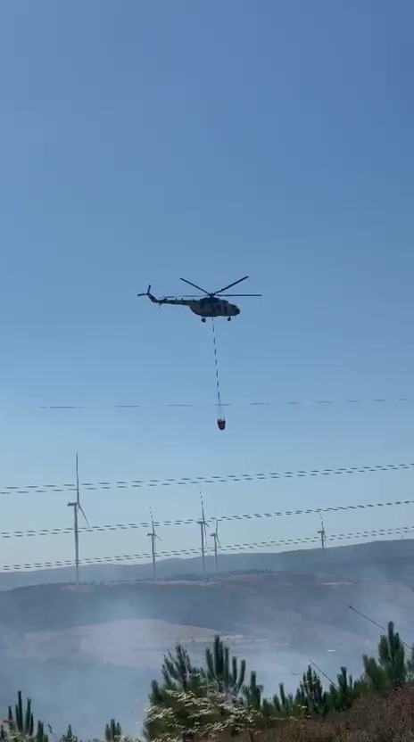 Karacabey’de engebeli arazide yangın