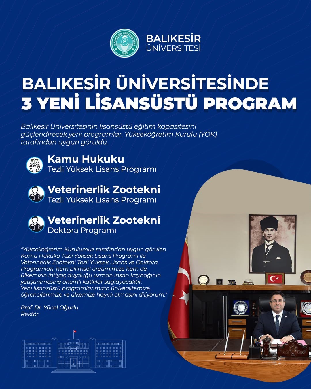 Balıkesir Üniversitesine YÖK’ten 3 yeni lisans üstü program