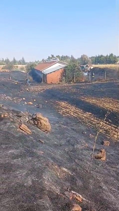 Keskin Mahallesi’ndeki ot yangını büyümeden söndürüldü