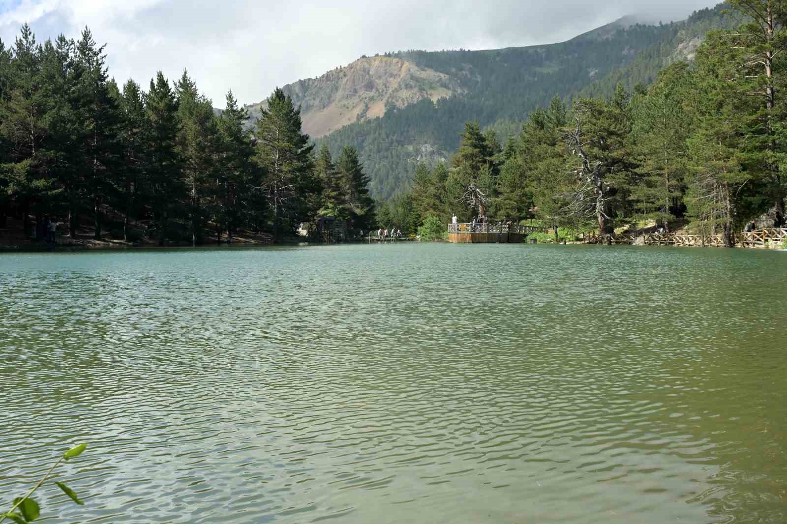 Limni Gölü Tabiat Parkı yaz ortasında ziyaretçilerini sis ve serin havayla karşılıyor