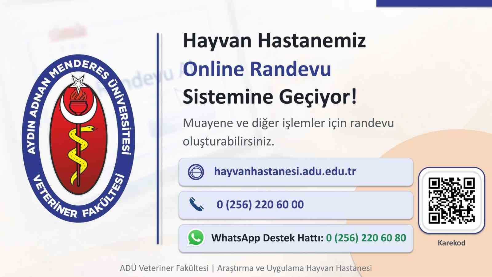 ADÜ Hayvan Hastanesi’nde online randevu dönemi başladı