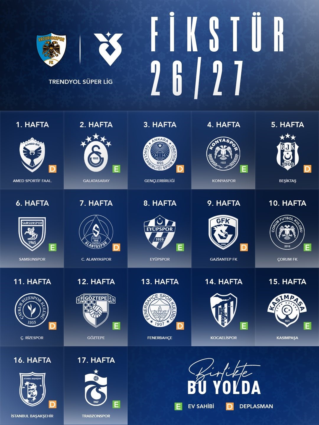 Erzurumspor FK’nın Süper Lig fikstürü belli oldu