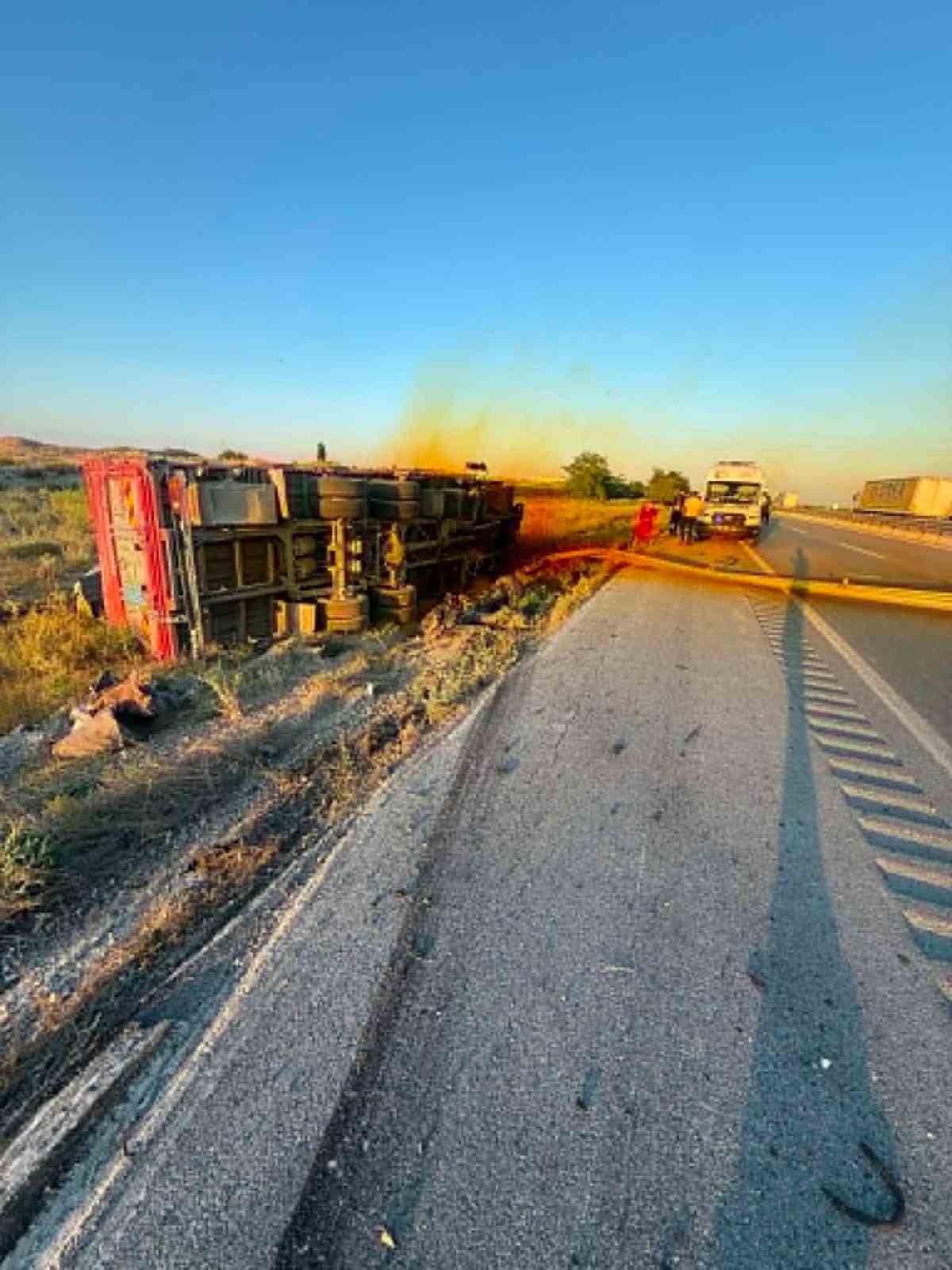 Kontrolden çıkan kamyon devrildi: 1 yaralı