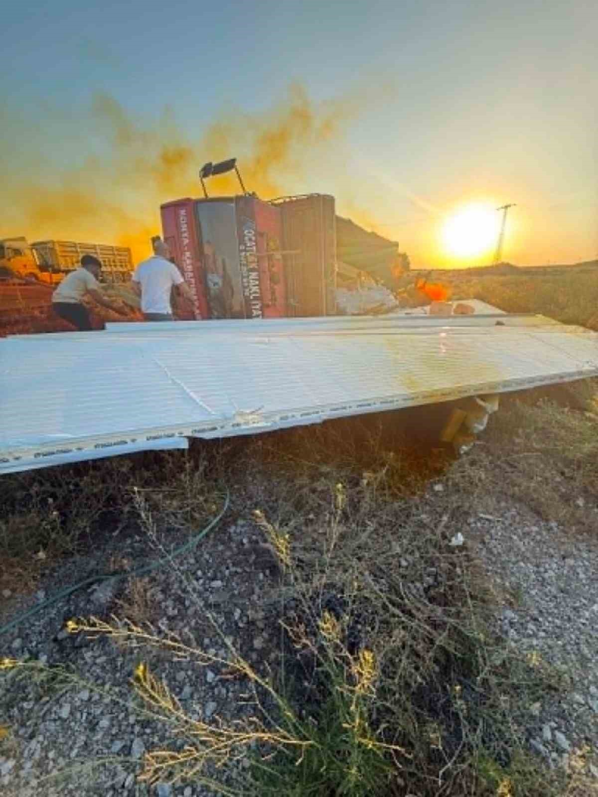 Kontrolden çıkan kamyon devrildi: 1 yaralı