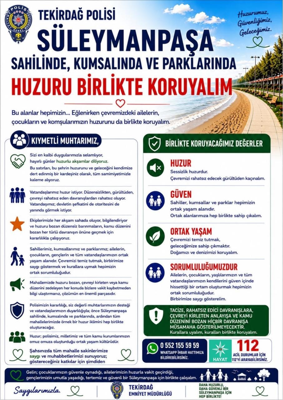 Tekirdağ sahillerinde gürültü ve çevre kirliliğine sıkı denetim