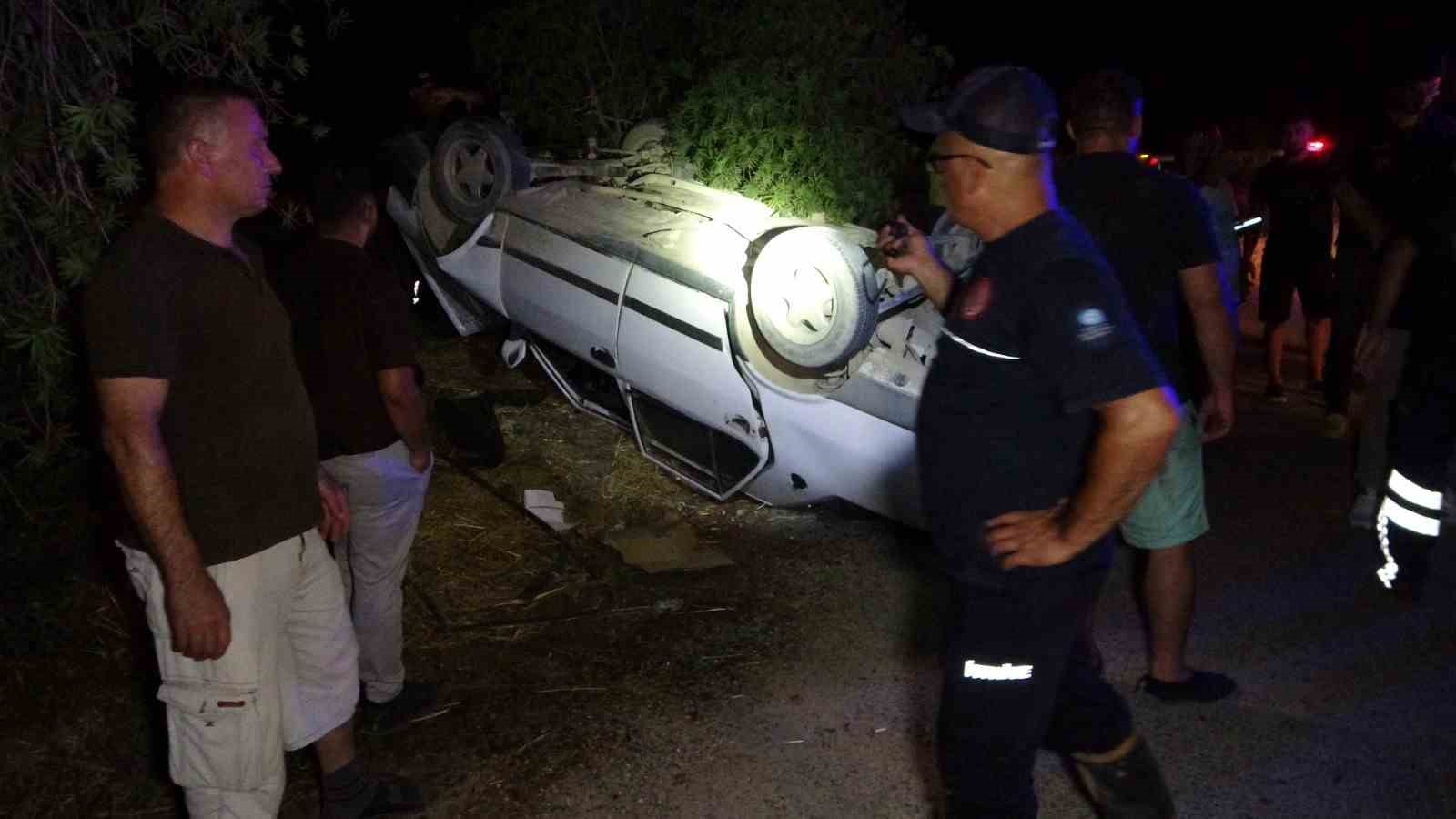 Pehlivanın kullandığı otomobil takla attı: 4 yaralı