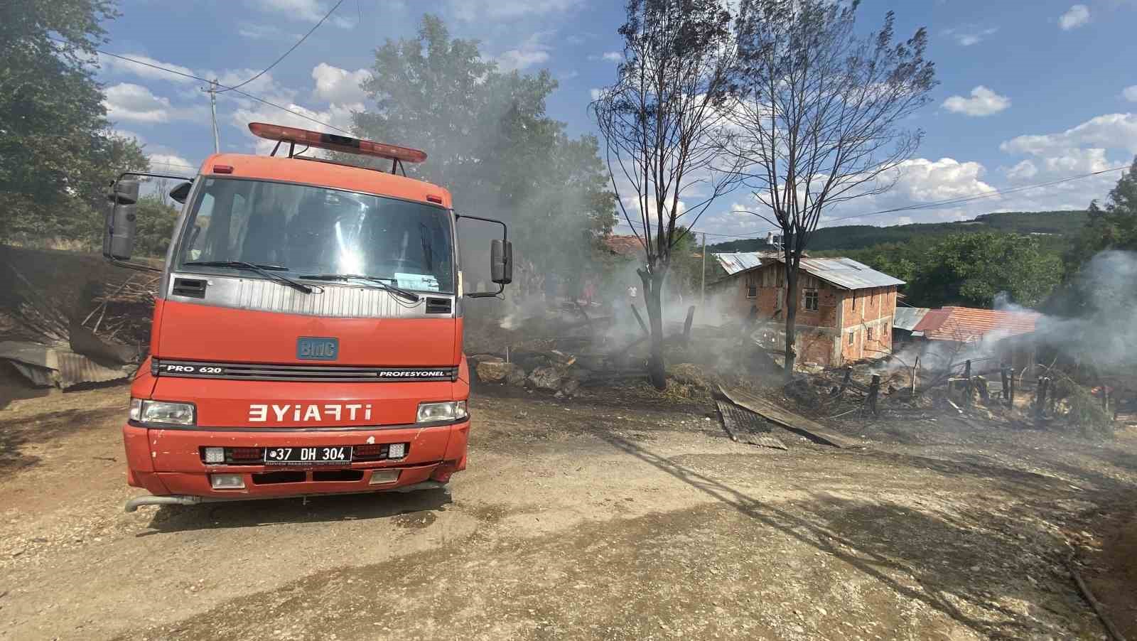 Kastamonu’da alevlere teslim olan samanlık ve balyalar küle döndü