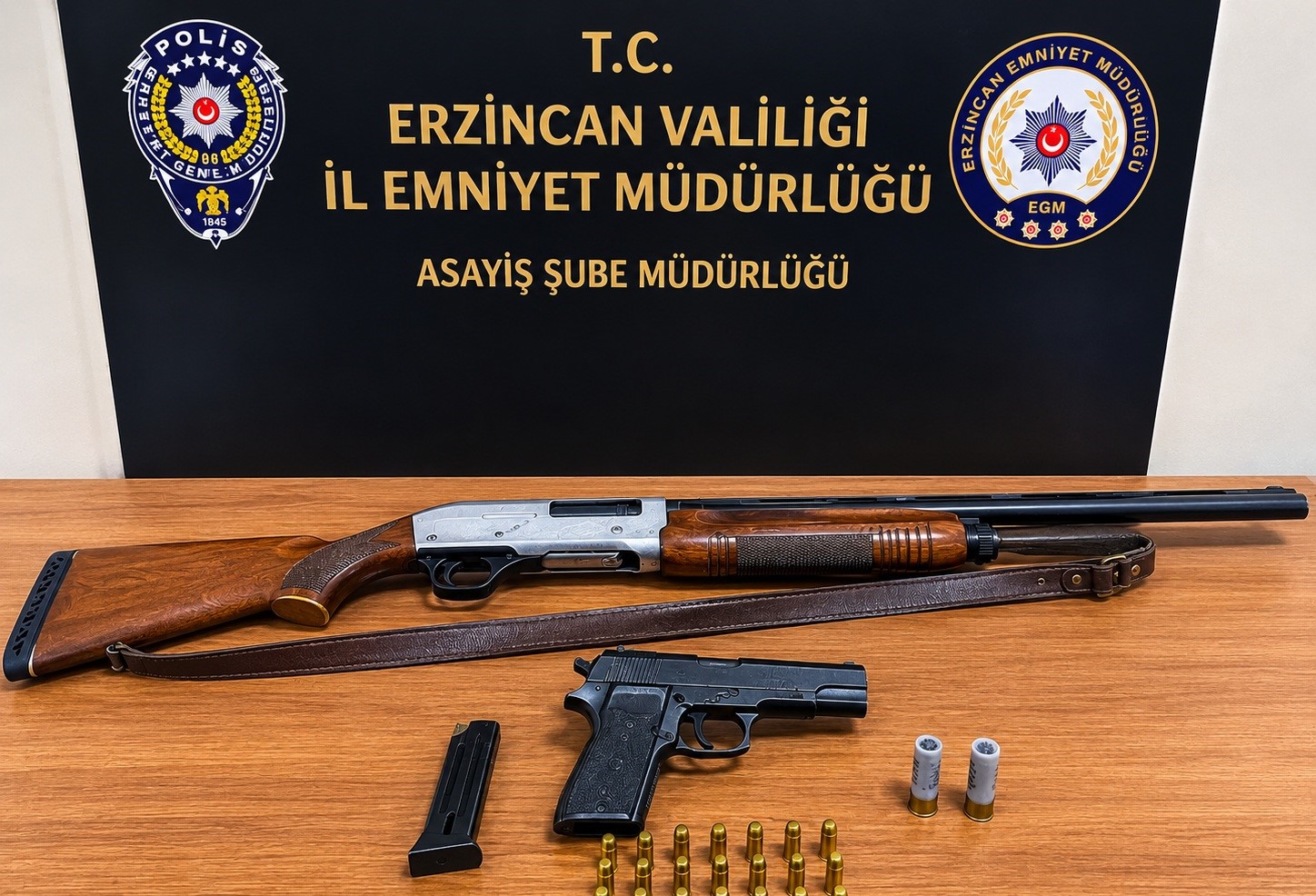 Erzincan’da ruhsatsız tabanca ve tüfek ele geçirildi