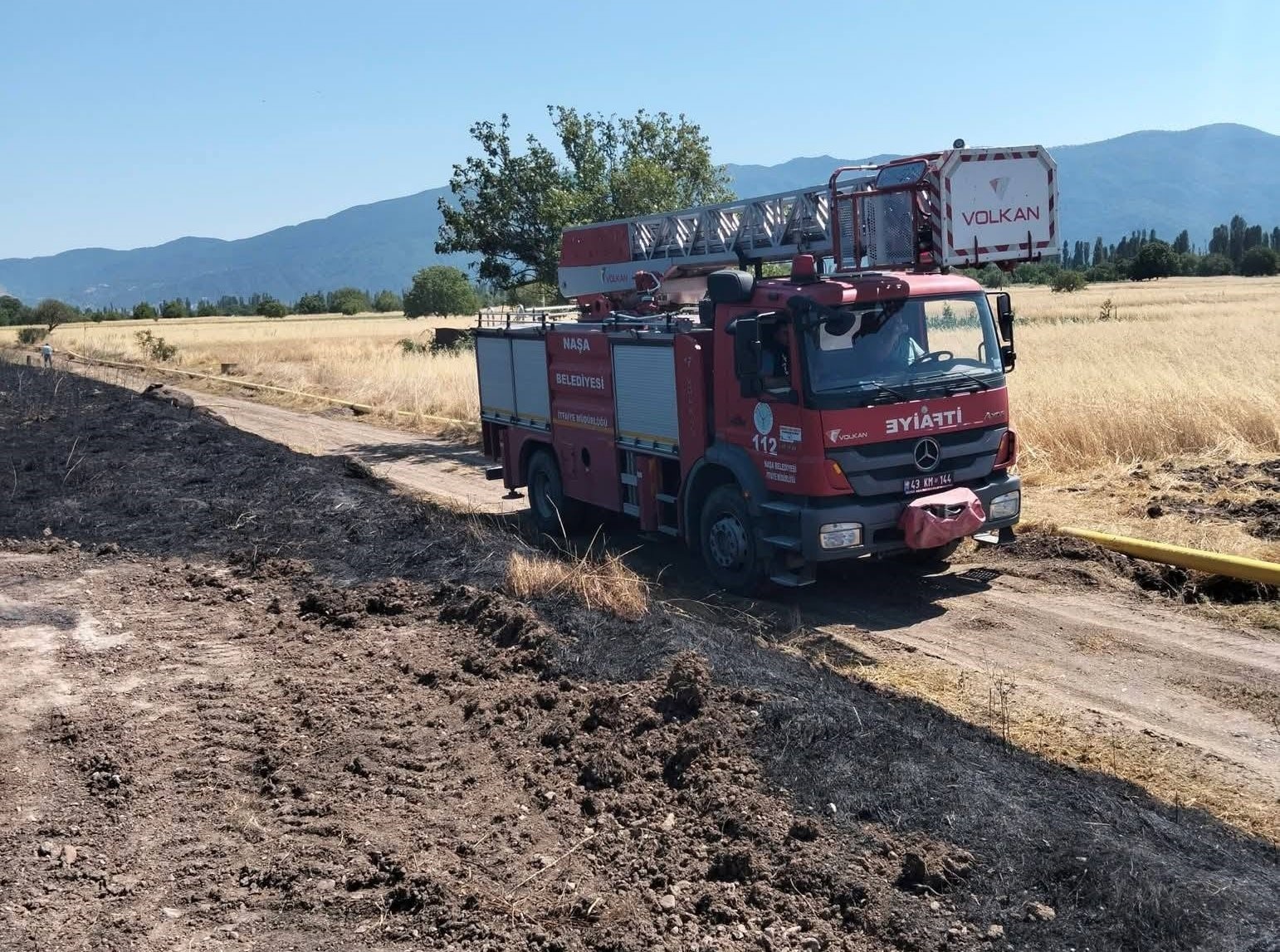 Simav’da buğday tarlasındaki yangında 50 dekar alan zarar gördü