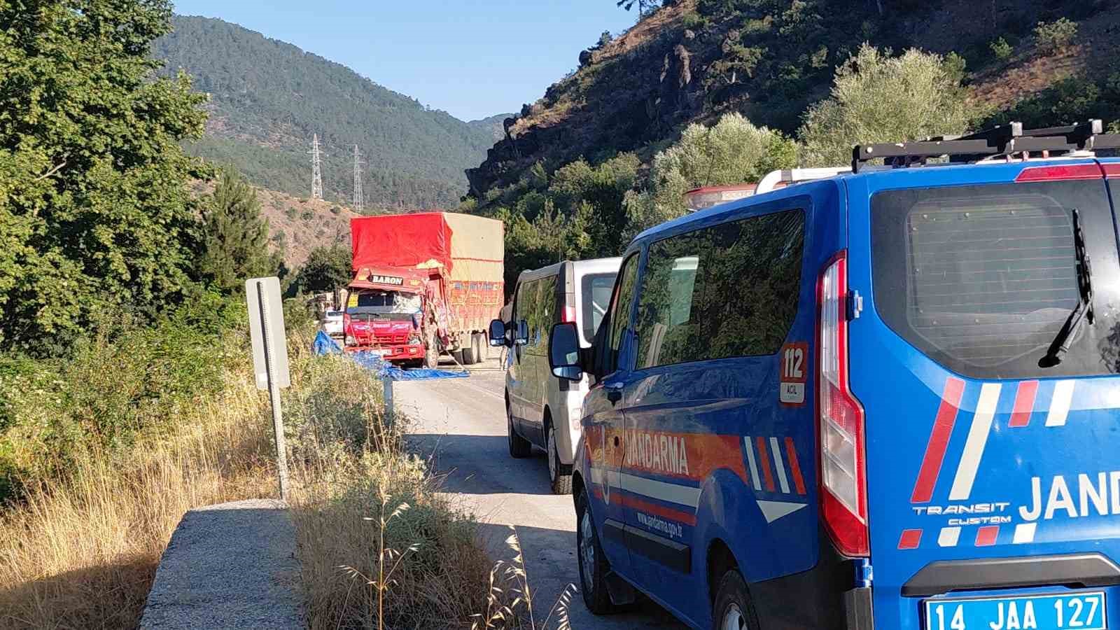Bolu’da iki kamyon kafa kafaya çarpıştı: Samanlar yola saçıldı, 2 yaralı