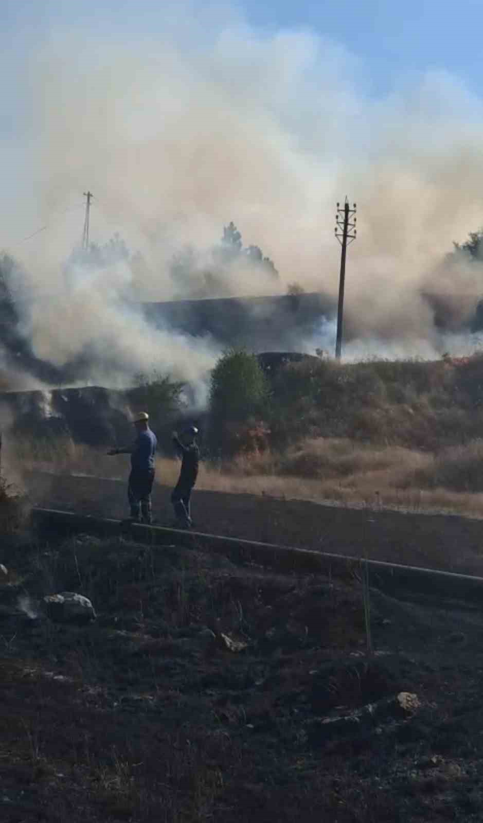 Kütahya’da otluk alan yangını ormana sıçramadan söndürüldü